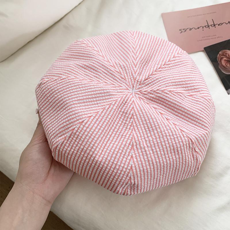 Summer Sweet Cute Checkered Beret Hat For Women Unisex Lightweight Breathable Style