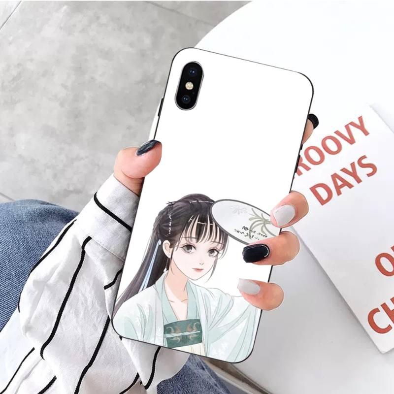 Hand Drawn Beautiful Characterss Phone Case For IPhone 14 13 12 11 XS X 8 7 6 Plus Mini Pro Max SE 2022 Soft Black Phone Cover