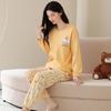 Ensemble de Pyjama pour Femme 100% Coton – Respirant, Absorbant la Sueur, Manches Longues Col Rond pour Porter à l'Intérieur et à l'Extérieur (Automne hiver)