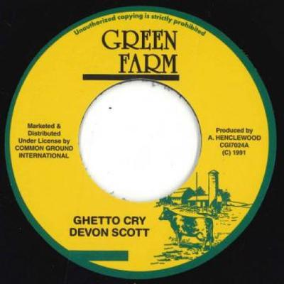 7inch Record DEVON SCOTT - Ghetto Cry / Version CGI7024 Green Farm 1991 UK Reggae, Ska & Dub
