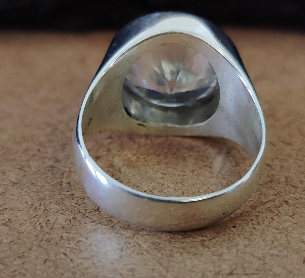 Clear Quartz Ring, Signet Ring, 925 Solid Sterling Silver Ring, Diamond Cut Gemstone Ring, Women Ring, Men's Ring