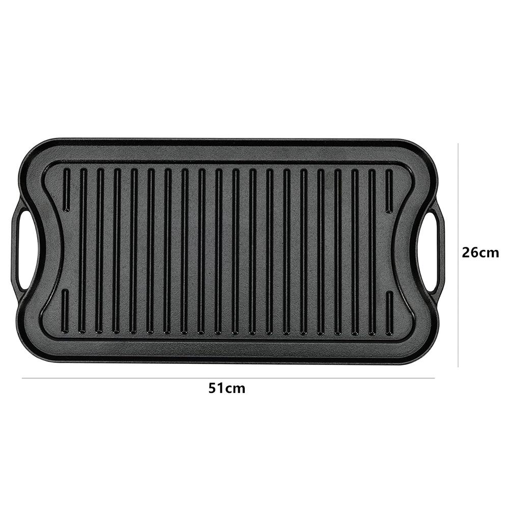 LMETJMA Reversible Cast Iron Grill Griddle Pan ectangular Cast Iron Griddle Dual-Sided Griddle Double Burner Cookware