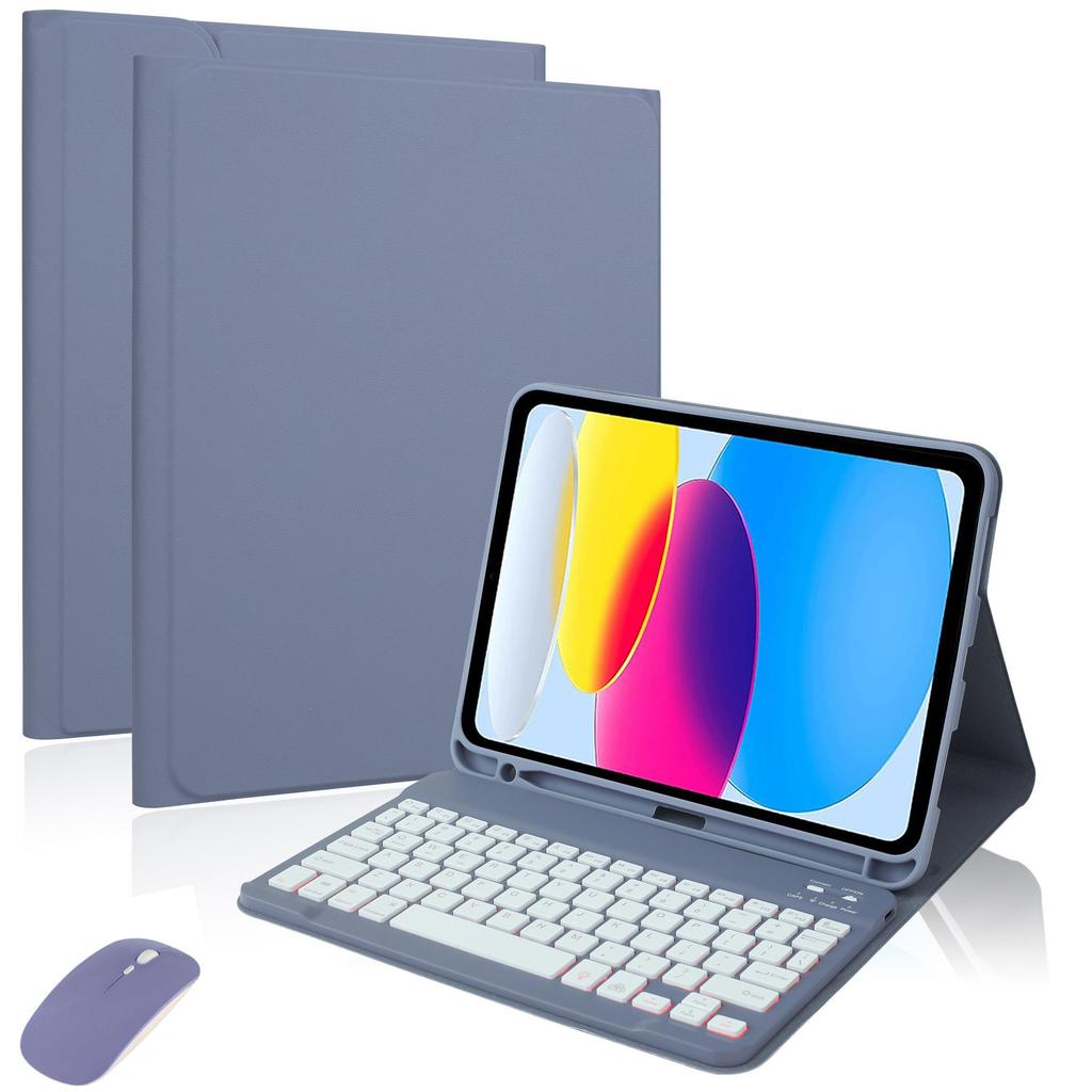 iPad 10.9" 9th Gen Magnetic Leather Case with Seven-Color Backlit Bluetooth Keyboard