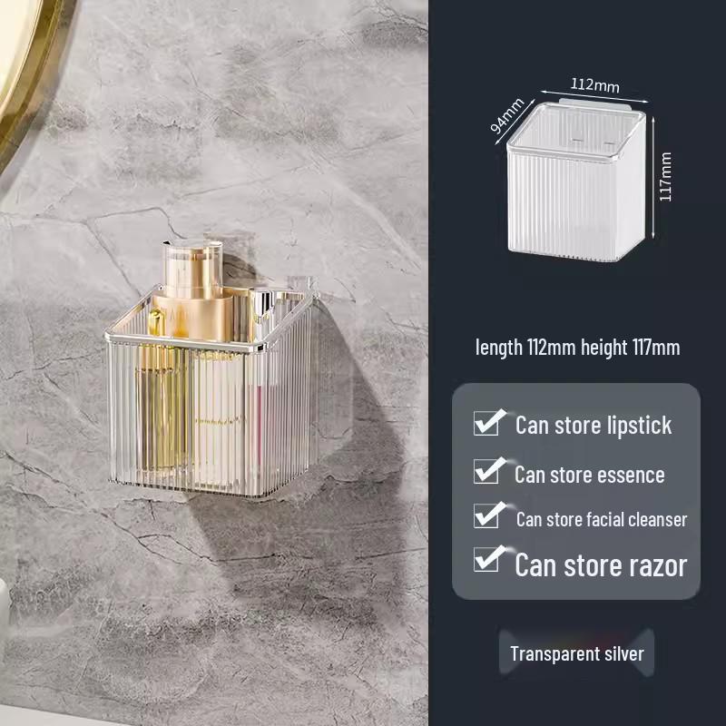 Lin Zhi Wall-Mounted Bathroom Organizer for Toothbrush, Toothpaste, and Comb (Punch-Free)