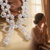 Bead Bow Necklace Imitation Pearl Collarbone Chain Sweet Clavicle Chain Women  Ladies