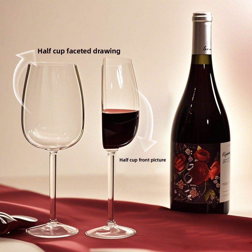 Elegancki Kieliszek do Czerwonego Wina z Połową Szkła Kreatywny Zabawny Prezent Kieliszek Kieliszek do Szampana Wina Połowa
