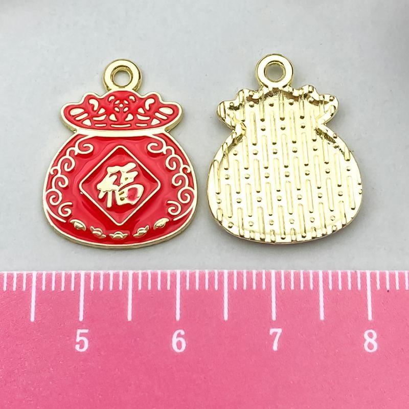 5/10/16Pcs Red Alloy New Year Series Charms Pendants For Diy Bracelet Necklace Earring Jewelry Making Accessories