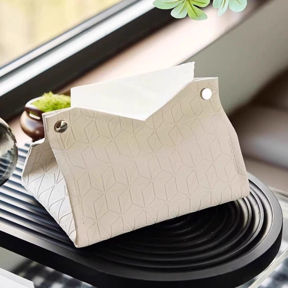 Geometric Texture Tissue Box Light Luxury Simple Tissue Cover Household Storage Box Toilet Paper Box Living Room Coffee Table