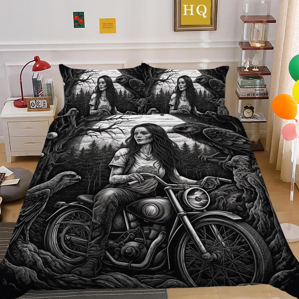 Beauty Skull bedrucktes Trösterbezug-Set, Doppelbettgröße, Mikrofaser-Tagesdecken, modische, hochwertige Heimtextilien