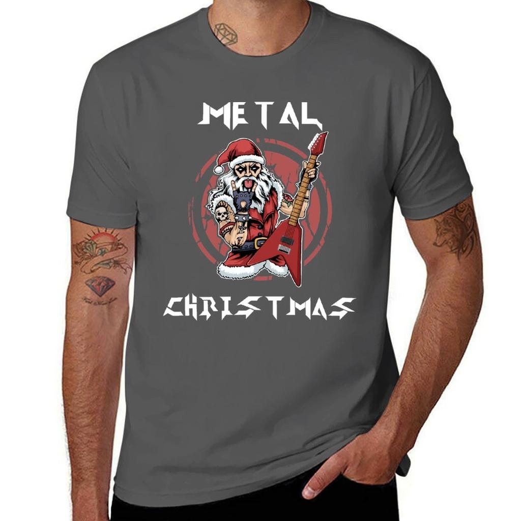Heavy Metal Christmas Metalhead Santa Rock Horns Death Metal T-Shirt T Shirts for Man Pack White Man Tshirt T-Shirt