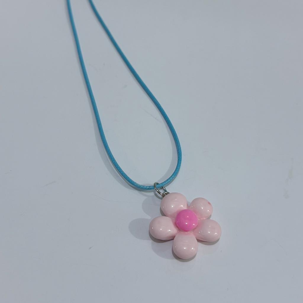 Sweet Colorful Flower Pendant Necklace for Women Girl Floral Design Rope Chain Chokers Fashion Jewelry Gift