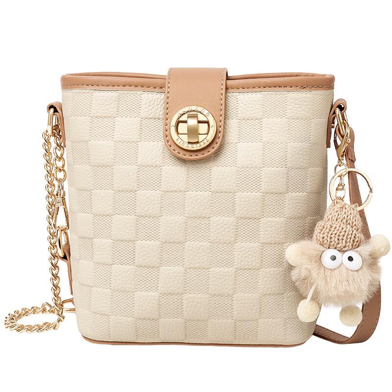 

Aokang Women s Handbag, Cowhide Leather Bucket Bag, Crossbody Bag, Shoulder Bag, White білий