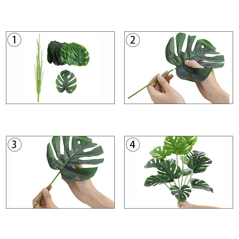 18/24 Fork Artificial Turtle Back Leaves High Grade Simulation of Fake Flowers Creative Simulation Plant Wall Potted without Flower Pot