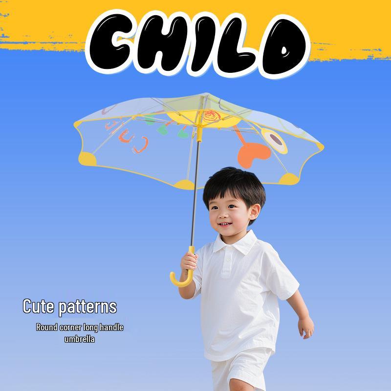 Kids' Safe Transparent Cartoon Umbrella: Automatic, Round-Corner Design for Kindergarten Boys & Girls