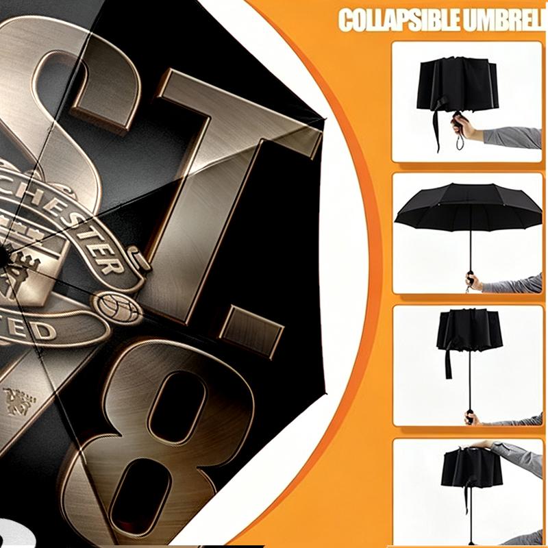 Custom Name Personalized Manchester United F.C Print Umbrella, Auto Open Close, 8‑Rib Sturdy Frame, Commute Camping Hiking Use, Birthday Gift