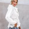 Cut-out Lace-Paneled Long-Sleeve Top2022 Cutout Lace Stitching Long Sleeves Tops