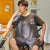 2 Pieces Set Men's Summer Cotton Pajamas Set Short Sleeping Tops Pants Sleepwear Male Casual Nightwear Pijama Pyjama Night Cloth