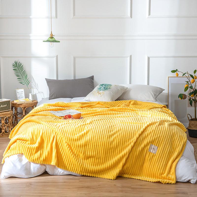 Solid Color Blanket Striped Blanket Coral Fleece Blanket Flannel Blanket Air Conditioning Blanket Nap Blanket Furry Blanket Small Blanket
