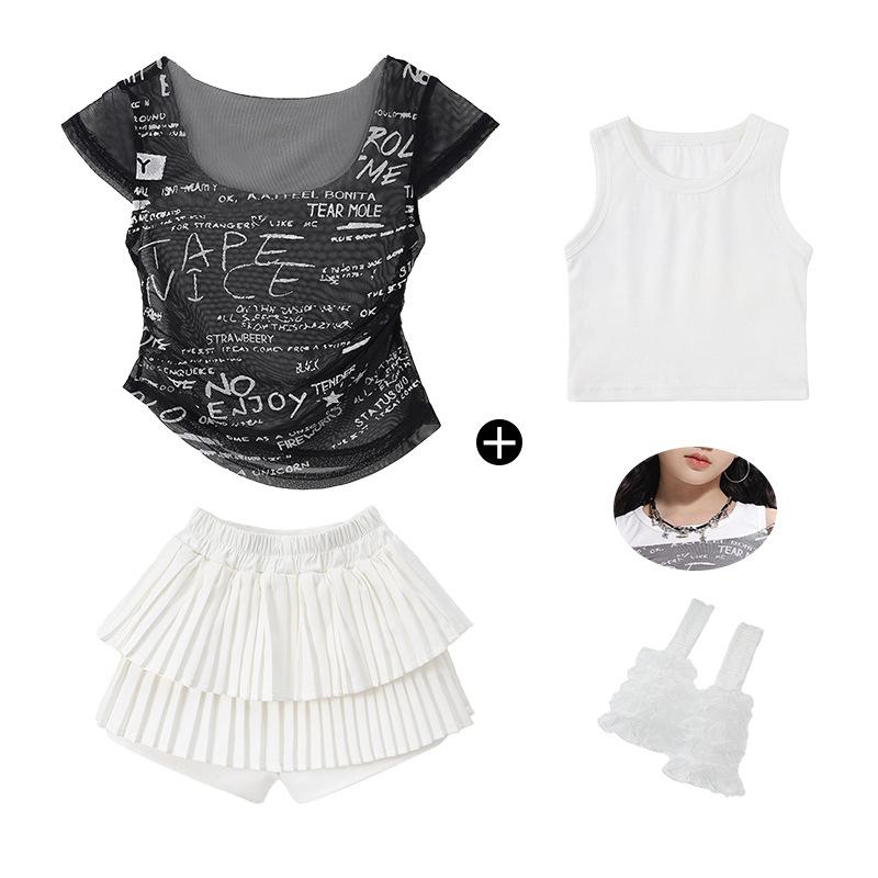 Children's Jazz Dance Costume Girls Sweet Cool Children's Catwalk JAZZ Women's Troupe Vest Girls Street Dance Costume Summer