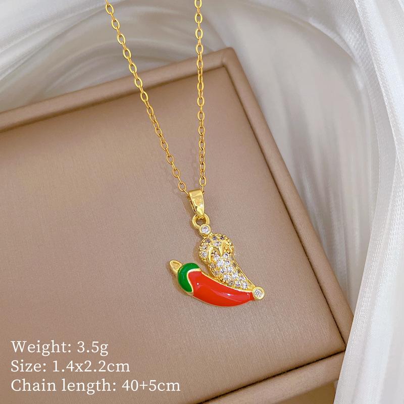 Ocean Fishtail Personality Light Luxury Temperament Gorgeous Full Diamond Necklace Female Versatile Collarbone Chain Titanium Steel Chain