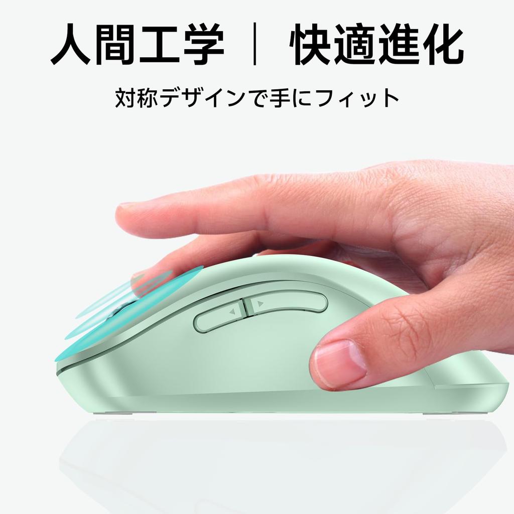 QAF Wireless Ergonomic for Long 1400DPI Optical USB Receiver 5 Compatible with Red and Mint Green 2.4GHz Mouse, Design, Fatigue-Free Use,