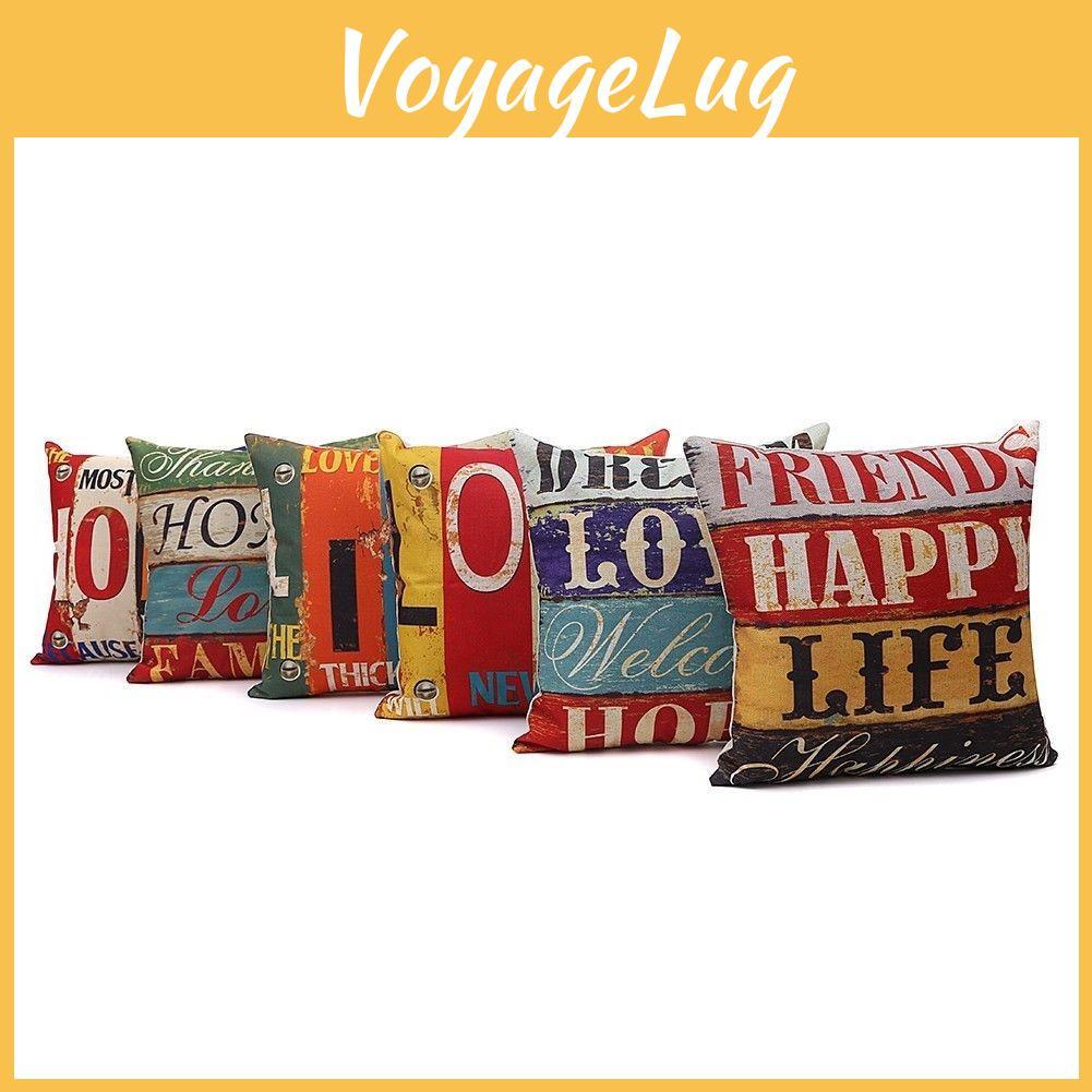 Premium Housse De Coussin Carr Coton Imprim Lettres Rtro Mlang For Timeless Elegance