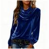 Women's Fashionable Color Round Neck Long Sleeved Gold Velvet Pullover T-shirt Top