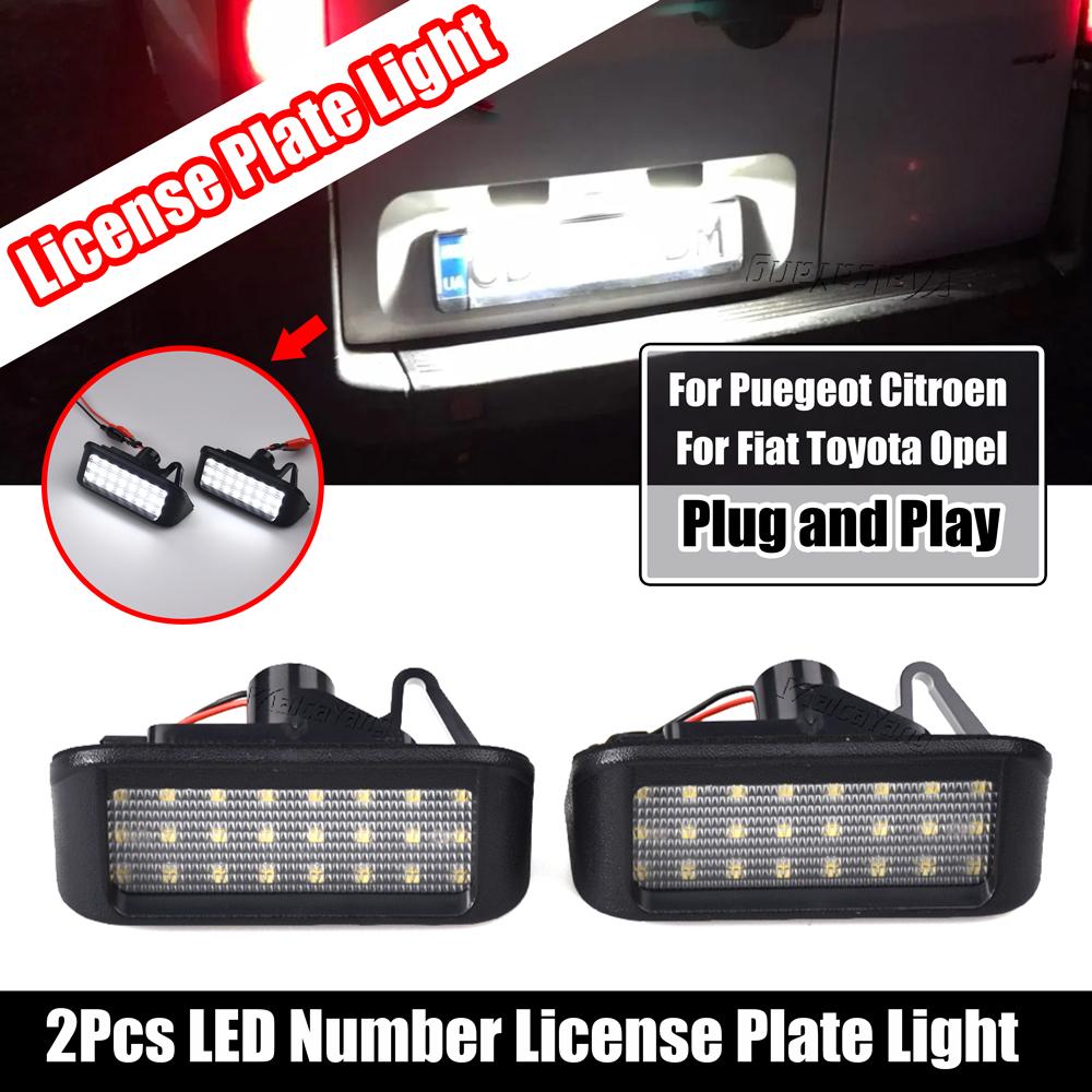 2Pcs Canbus LED Number License Plate Lights Lamps For Peugeot Expert Partner Citroen Berlingo Jumpy Fiat Scudo Toyota Dome Lights 6