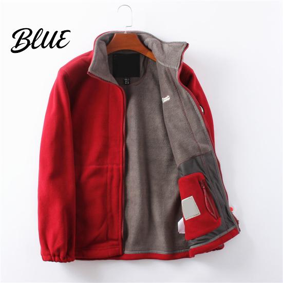 Everyday Men Coat Pockets Autumn Polar Fleece Sleeve Double-Sided Lapel Long Jacket with Winter Solid