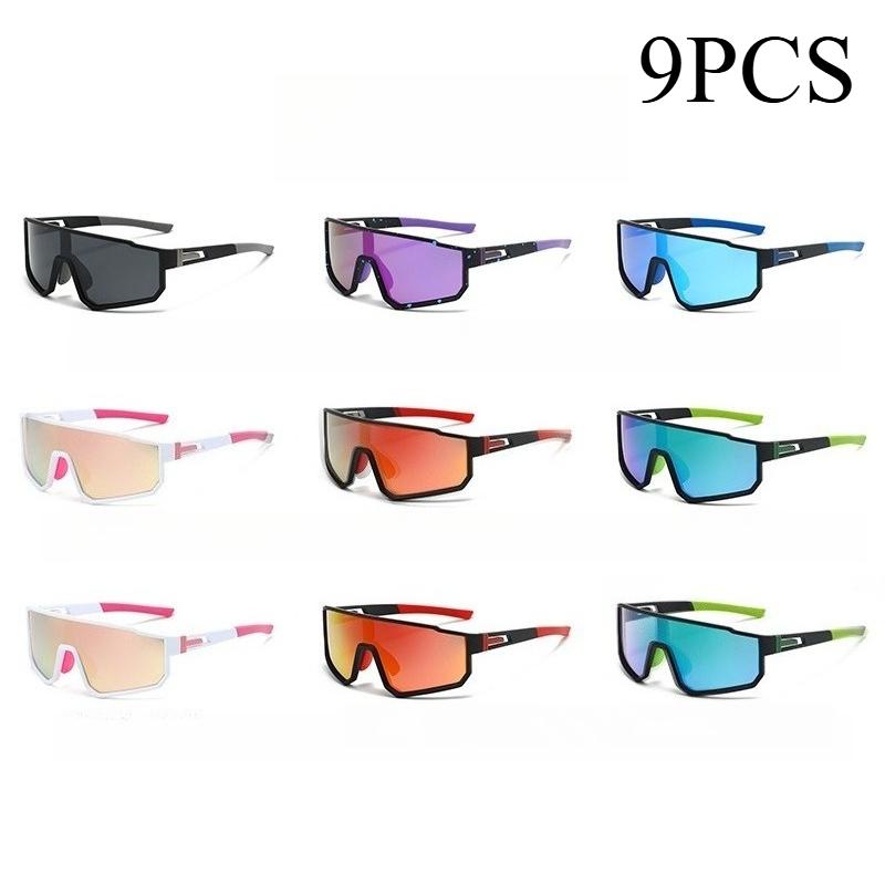 

9pcs Cycling Glasses Mens Womens Sports Sunglasses MTB Road Anti-glare Riding Bicycle Bike Eyewear Protection