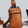 PU Leather Sling Shoulder Bag Solid Color Male Crossbody Bag Backpack Men's Chest Bag  Daily