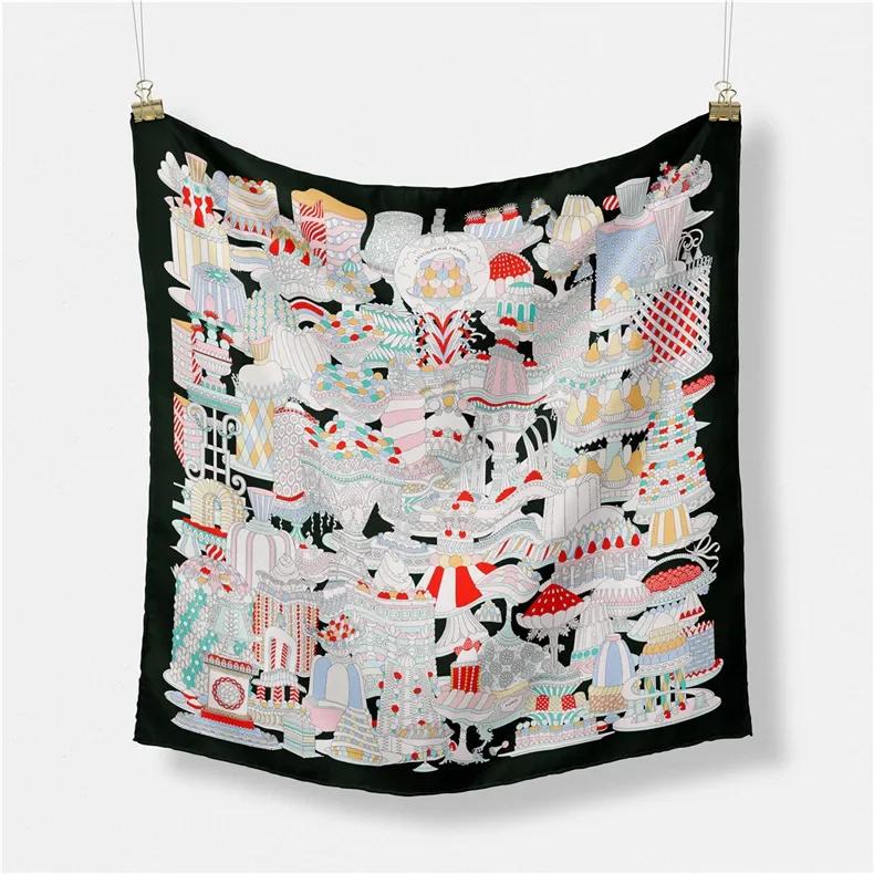 Luxury Horse Print Silk Square Scarf Women Spring Neck Tie Shawl Wraps Female Hair Hand Wrist Headkercheif Hijab Bandana
