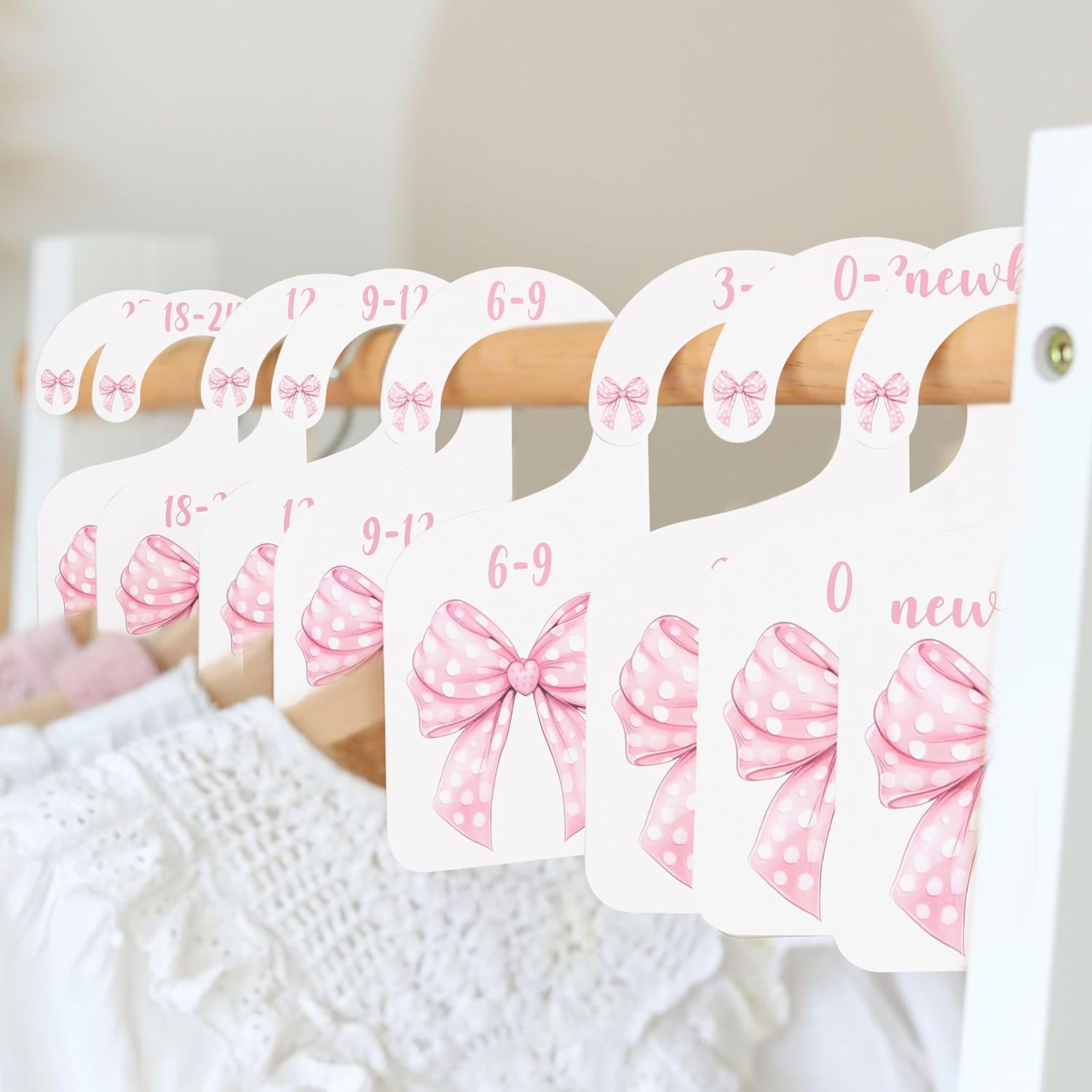 Pink Bow Nursery Closet Dividers - Bow Baby Shower Decorations,Baby Closet Dividers,Clothes Size Markers for Babies,Newborn to 24 (Closet Dividers-1) Closet Dividers-1