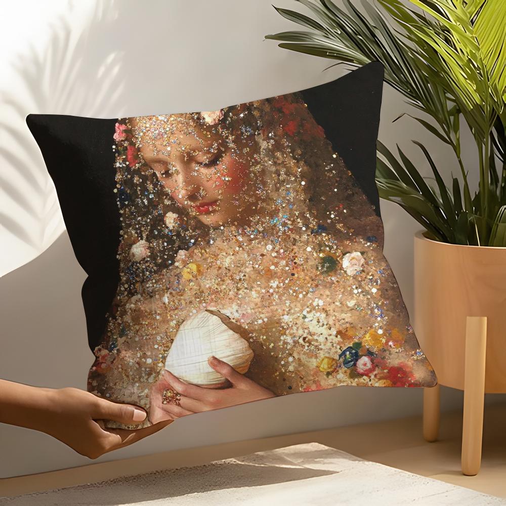 Art Pearl Girl Pillow Case Home Living Room Decoration Linen Pillow Cases Cushion Cover