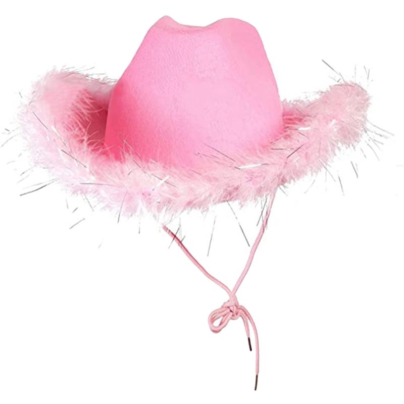 

Lightweight Sequins Decor Fedora Hat for Women Men Breathable Cowboy Cap with Feather Brim Western Jazz Felt Cap 1