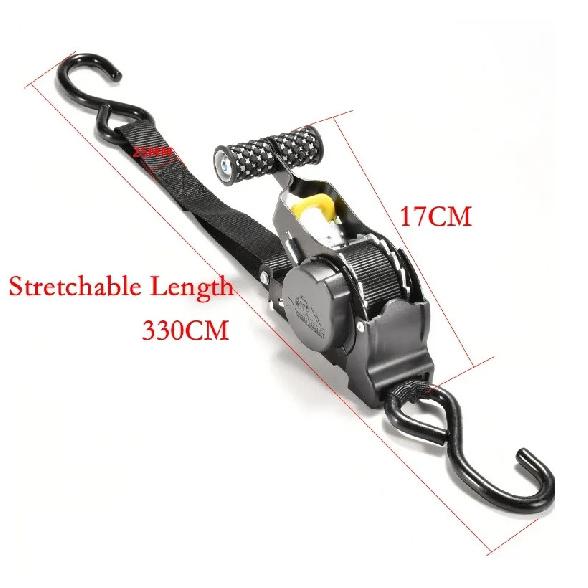 2pcs Auto Retractable Ratchet Tie Down Straps 1500lbs 3.3m Heavy Duty Padded Handle Secure Cargo Motorcycle Luggage