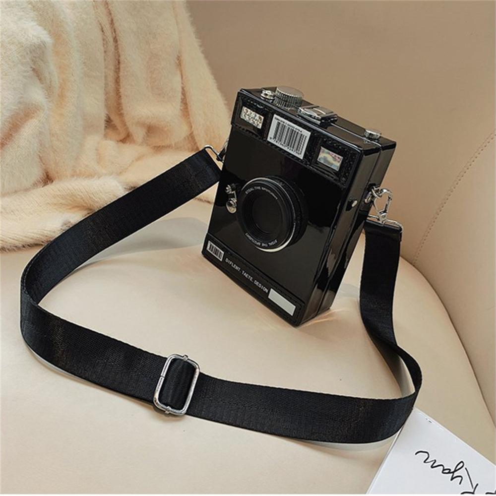 Moda casual personalidade criativa alça de ombro larga câmera pequena bolsa quadrada moda simples bolsa de ombro único bolsa crossbody