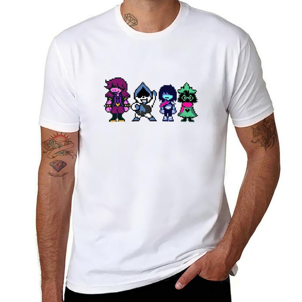 Deltarune Hauptcharaktere Suzie Lancer Kriss Rasiel T-Shirt Standard Passform Einfarbiges T-Shirt