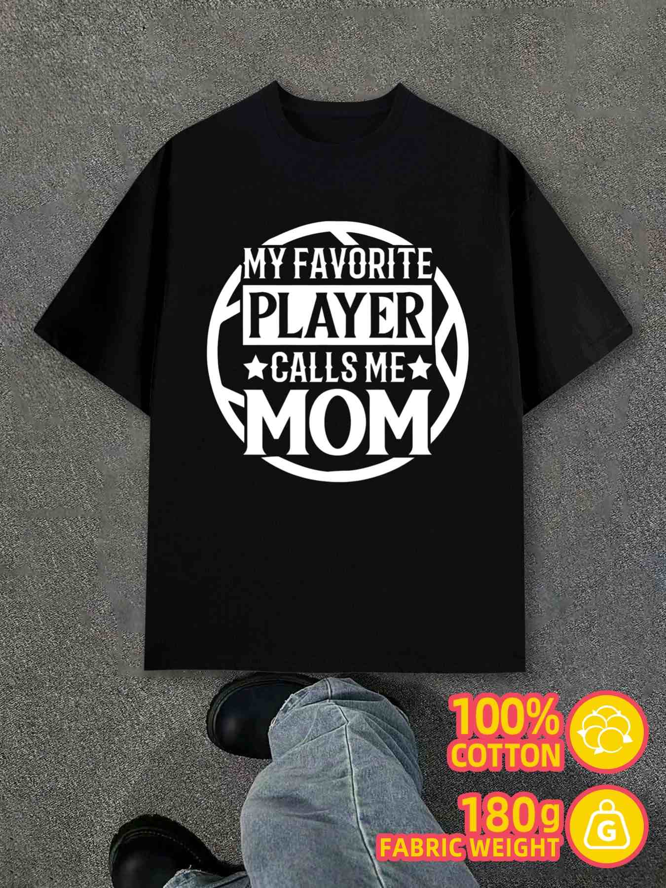 T-Shirt Y2K Favorite Player Mom Shirts Black Regular Fit L