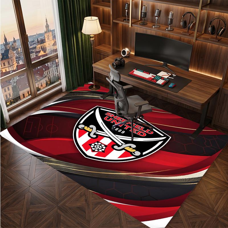 Sheffield United Football Print Crystal Velvet Rug, Comfortable Water Absorbent Non Slip Indoor Floor Carpet