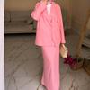 2025 Autumn European and American Cross-border Casual Temperament Suit Collar Button Cardigan Jacket Loose Versatile Long Skirt Set
