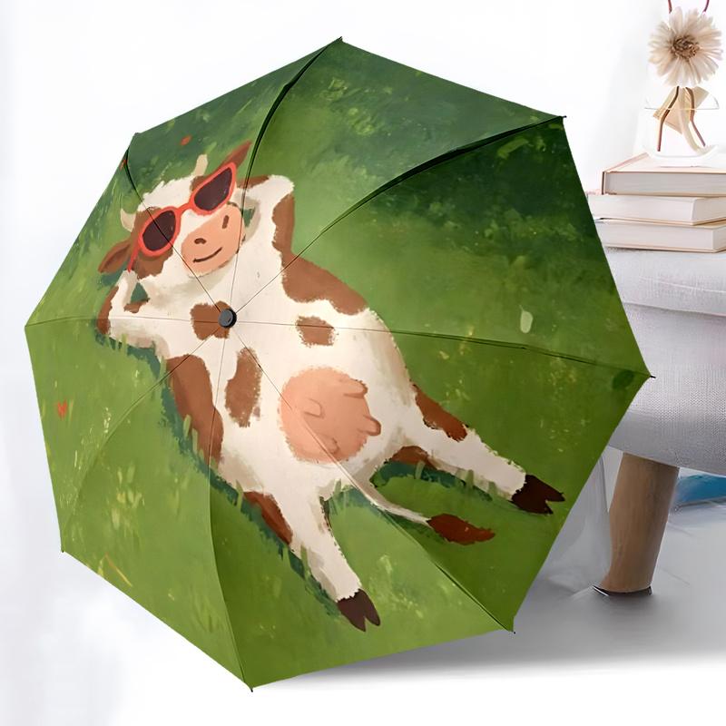 1pc Cow Sunglasses Automatic Open/close Umbrella, 8-Rib sturdy structure, Portable Travel Umbrella, Parties, Everyday Use, 30