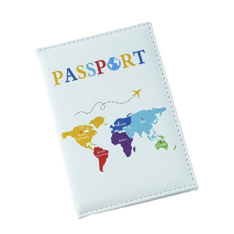 

2025 New UV Color Print Map Passport Cover Men Women Travel Essentials Ticket Clip Passport Holder ID Card Holder Case слонова кістка