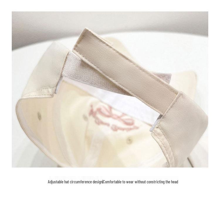 Spring/Summer Bow Embroidery Open-Top Hat: Women's Cute Ponytail Baseball Cap Fashion