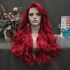 TUME new wig female light pink medium big wave long curly hair fluffy front lace headgear spot