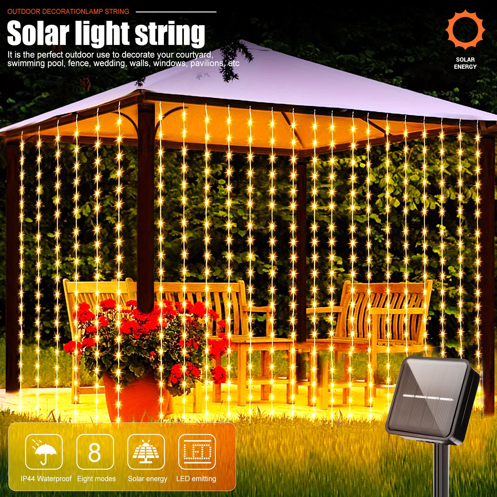 

1PC Solar-Powered Curtain Fairy Lights 8 Lighting Modes for Outdoor Patio Garden Balcony Decor Solar Charged with Durable 9.8X3.3Ft 100LED теплый белый