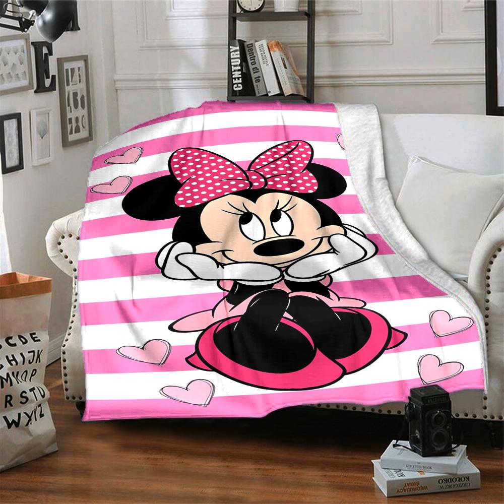 Pink Minnie Mouse Heart Blanket Soft Throw Blanket For Home Bedroom Bed Sofa Travel Office Solid Christmas Blanket