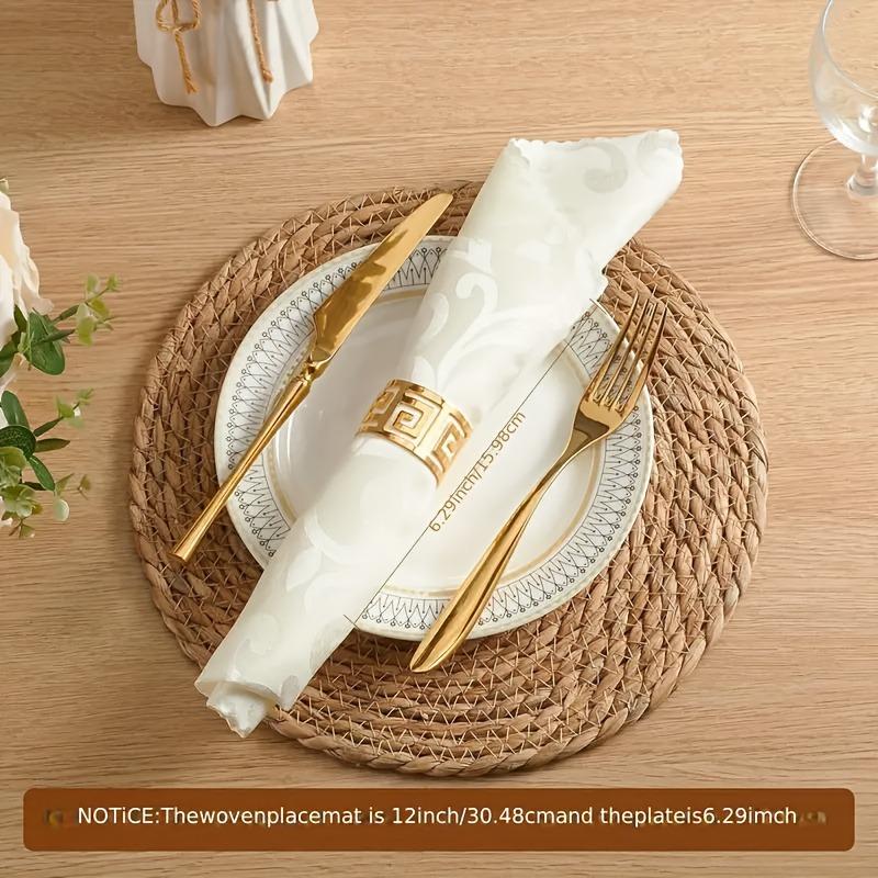 1pcs Natural Water Hyacinth Placemat Set Handwoven Heat Resistant Coasters for Bowls Cups Pots Table Decor Furniture Supplies