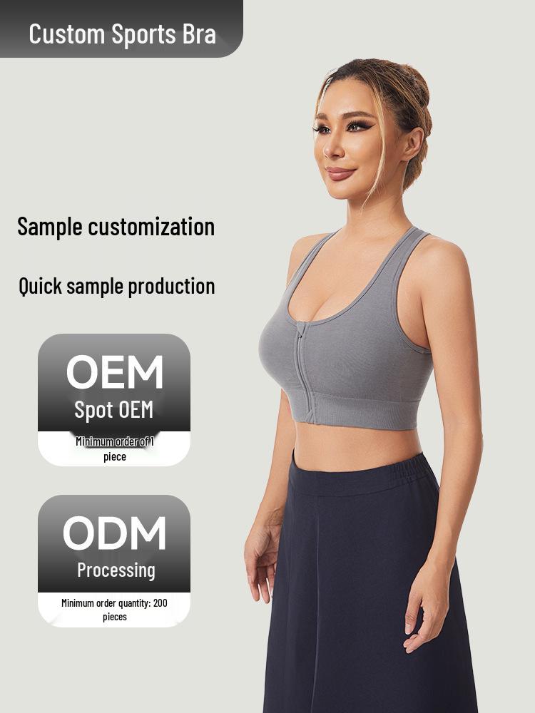 

Women s High-Support Front Zipper Sports Bra - Shockproof & Anti-sagging Yoga Vest Style with Chest Pad