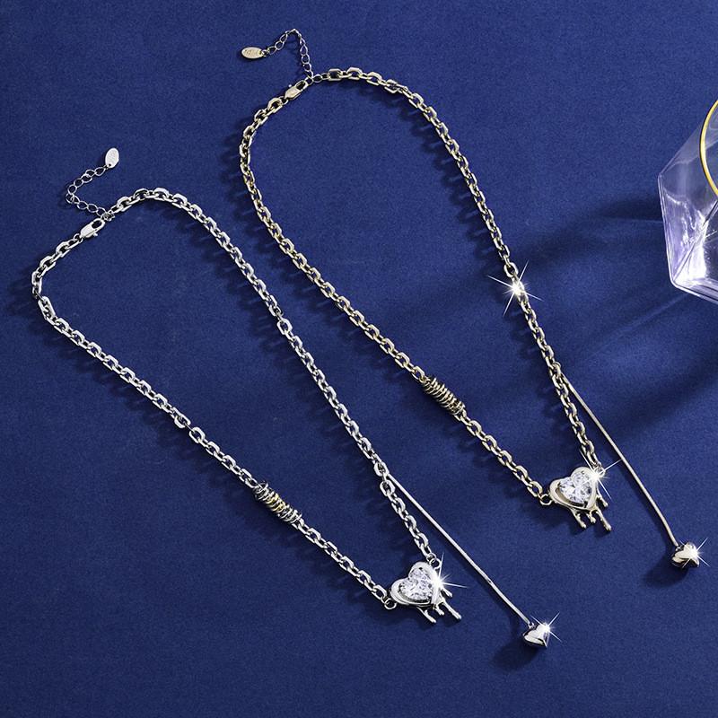 Steel Titanium Sophisticated Heart Necklace With Twisted Chain Design For Women
